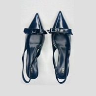 Pre-Owned Zara Black Patent Slingback Heels – Size 4 | Elegant Bow Detail